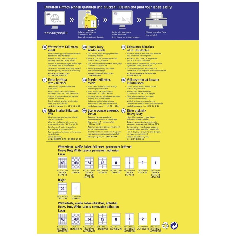 Avery Printer Label White
